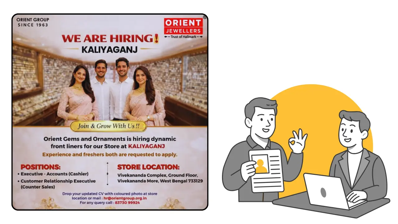 Kaliaganj Recruitment Vacancy in Orient Jewellers
