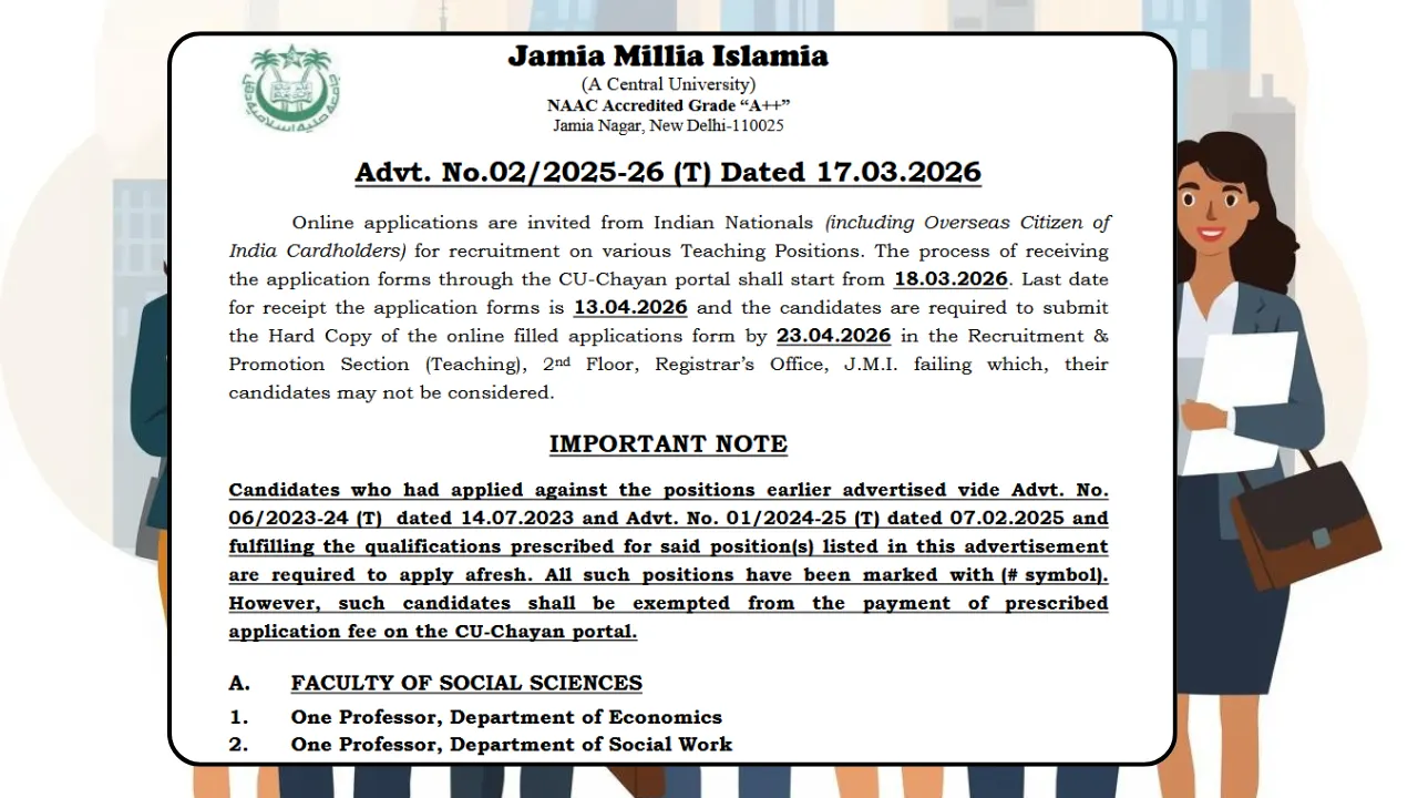 jamia millia islamia vacancy 2026
